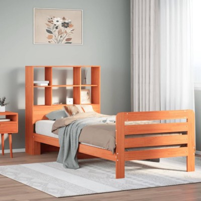 vidaXL Cadru pat fără saltea, maro ceruit, 75x190 cm, lemn masiv pin 3309940 foto