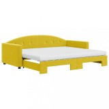 Cumpara ieftin Pat de zi cu extensie si saltea, galben, 90x200 cm, catifea