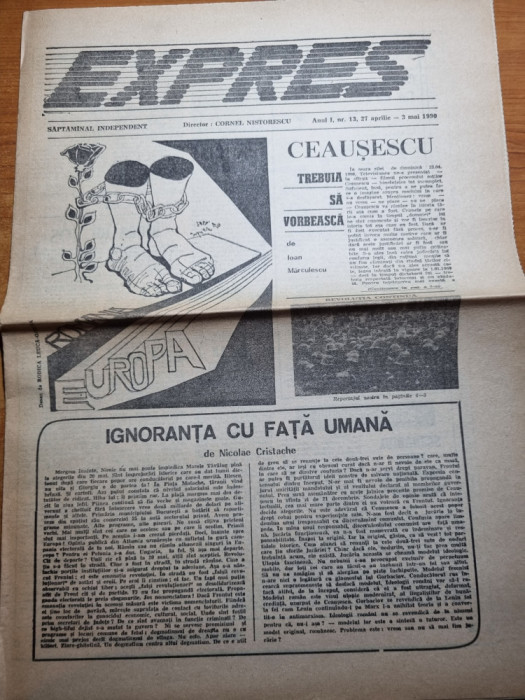 ziarul expres 27 aprilie-3 mai 1990-art. ceausescu trebuia sa vorbeasca