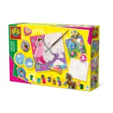 Cumpara ieftin Set creativ de copii cu mulaj si 3 panze de pictat printese, SES Creative