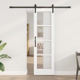 Ușă glisantă vidaXL cu accesorii &#039;ORKDAL&#039;Alb lemn solid și sticlă, Ușă interioară vidaXL cu sticlă &#039;ORKDAL&#039;Alb 61x198.5x4 cm