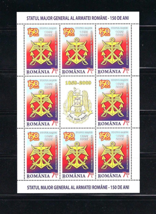 ROMANIA 2009 - STATUL MAJOR GENERAL 150 ANI, MINICOALA, MNH - LP 1849c