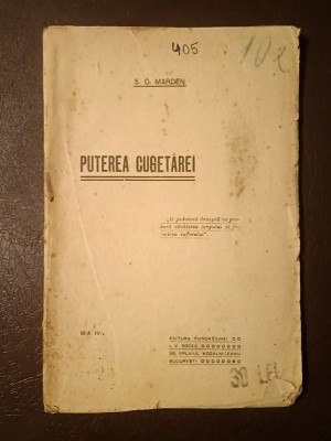 S. O. Marden - Puterea cugetărei (puțin uzată, vezi descriere) foto