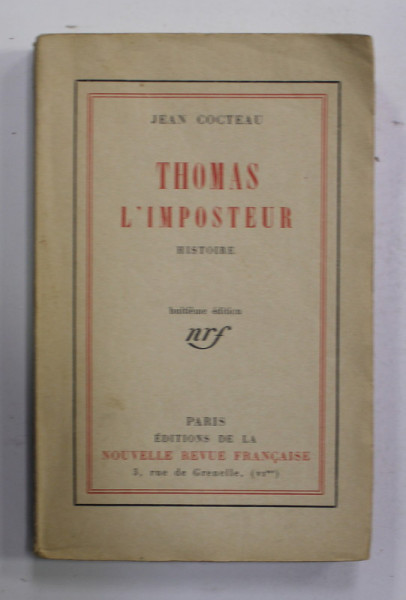 THOMAS L &#039;IMPOSTEUR - HISTORIE par JEAN COCTEAU , 1923