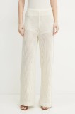 Marella pantaloni ETRA2 femei, culoarea bej, drept, high waist, 2513781054200