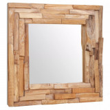 Oglindă decorativă din lemn de tec, 60 x 60 cm, pătrat, vidaXL