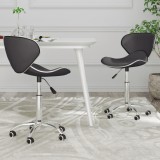 Cumpara ieftin Scaune de bucătărie pivotante, 2 buc., gri, piele artificială