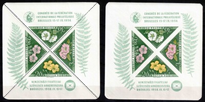 Ungaria 1958, Mi #1549-52 Bl 28 A+B**, Flora, flori, Bruxelles, MNH. Cota 110 &amp;euro;! foto