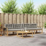 vidaXL Set de canapele de exterior cu pernă 4 pcs Alb și gri deschis 3386035