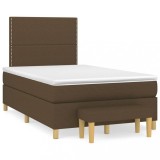 vidaXL Pat box spring cu saltea, maro &icirc;nchis, 120x190 cm, textil 3270400