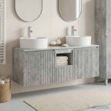 Cumpara ieftin Set dulap de baie suspendat 3 buc. Gri Beton 129 x 44,5 x 82 cm