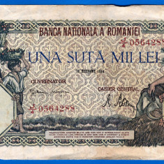 (79) BANCNOTA ROMANIA - 100.000 LEI 1946 (20 DECEMBRIE 1946), FILIGRAN ORIZONTAL