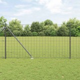 Gard Euro cu 7 posturi 1x10 m din oțel galvanizat gri
