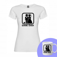 "Game Over" Set Personalizat – Tricou + Cană Alb S