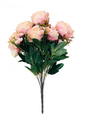 Buchet flori artificiale, roz pal, Trandafiri, 50 cm foto