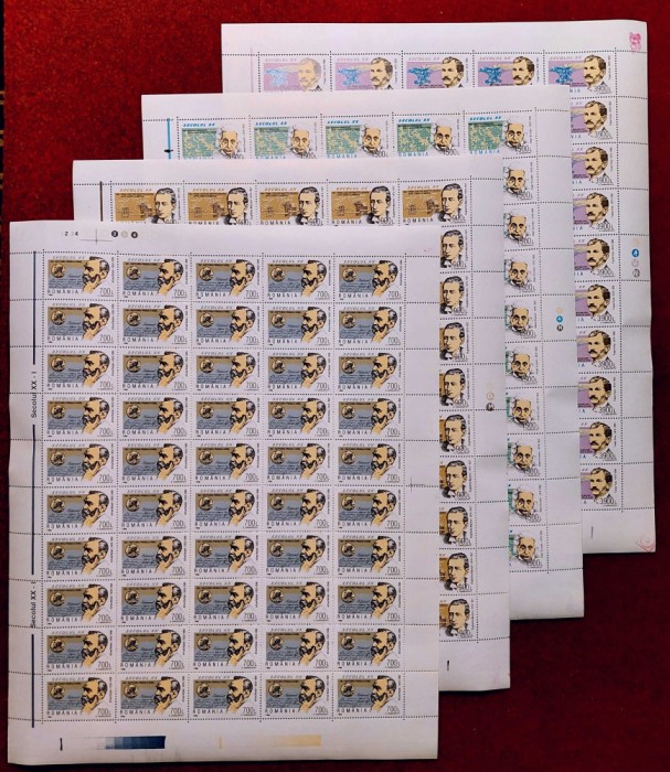 RO 1998 ,LP 1450 ,&quot;Secolul XX (I)&quot; - coli complete de 50 serii ,MNH