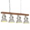 Lampa suspendata industriala, argintiu, lemn de mango, E27