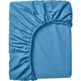 Cearceaf de Pat cu Elastic, Bumbac, Tesatura Rigida, 140g/m2, 150 x 200 cm, Albastru