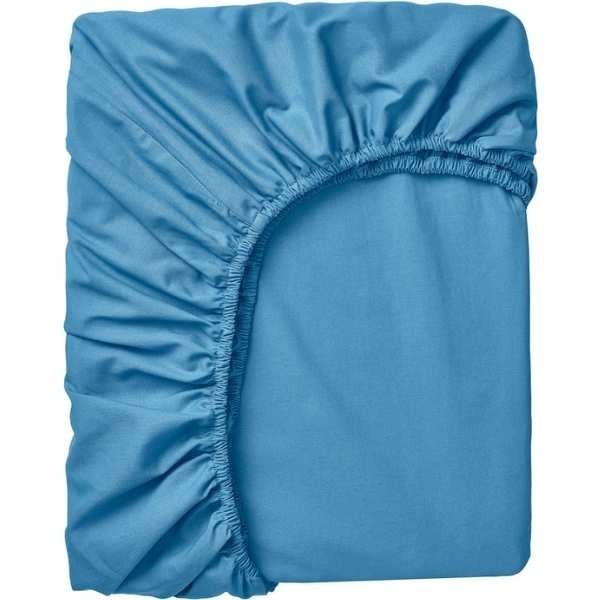 Cearceaf de Pat cu Elastic, Bumbac, Tesatura Rigida, 140g/m2, 150 x 200 cm, Albastru