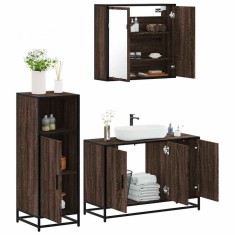 vidaXL Set mobilier de baie, 3 piese, stejar maro, lemn prelucrat 3300954