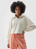 Hanorac de molton cu bumbac organic pentru femei - culoarea crem, 4F Sportswear