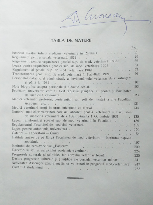 75 DE ANI DELA INTEMEIEREA INVATAMANTULUI MEDICINEI VETERINARE IN ROMANIA, 1931