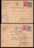 1943-1944 Romania - 2 CP intreguri cu stampile de cenzura SIGHISOARA 6 / 15