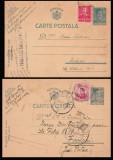 1943-1944 Romania - 2 CP intreguri cu stampile de cenzura SIGHISOARA 6 / 15