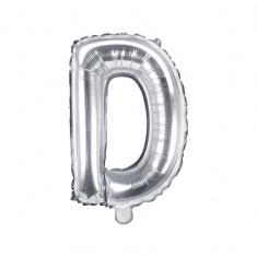 Balon folie metalizata litera D, Argintiu, 35cm