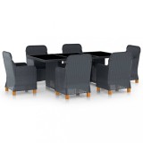 Set mobilier exterior cu perne, 7 piese, gri &icirc;nchis, poliratan GartenMobel Dekor, vidaXL