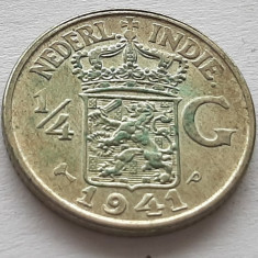 139. Moneda Indiile Olandeze 1/4 Gulden1941 - Argint 0.720