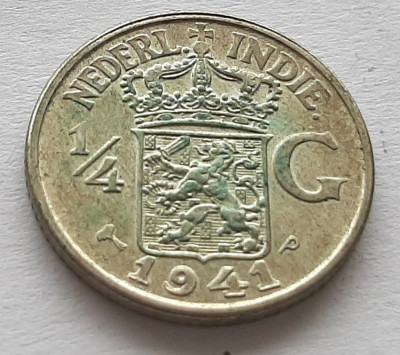 139. Moneda Indiile Olandeze 1/4 Gulden1941 - Argint 0.720 foto