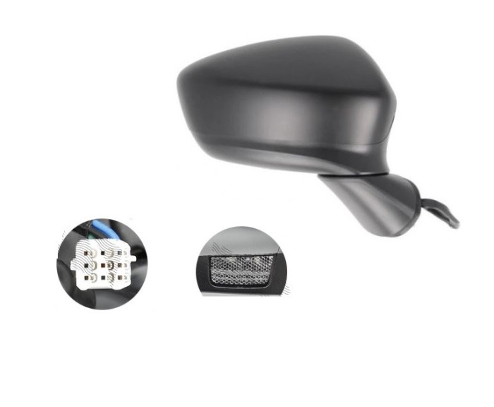 Oglinda exterioara Mazda 3 (Bm), 06.2013-, Dreapta, reglare electrica; grunduit; incalzita; geam convex; cromat; 7 pini; cu LED indicator; cu functie