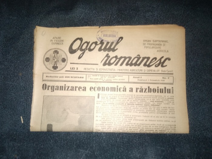 REVISTA OGORUL ROMANESC 1 OCTOMBRIE 1939