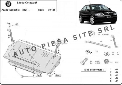 Scut metalic motor Skoda Octavia 2 II fabricata incepand cu 2004 APS-30,141 foto