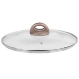Capac Sticla 24cm MagicHome Yenna Coffee Brown Line Universal Oala Cratita Tigaie Termorezistent Maro