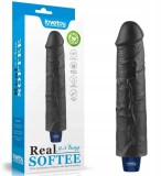 Vibrator Realist REAL SOFTEE, 10 Moduri Vibratii, TPE, Negru, 23.7 cm