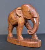 Elefant (3) - statueta din lemn natur, sculptura vintage, specie protejata