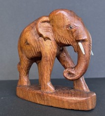 Elefant (3) - statueta din lemn natur, sculptura vintage, specie protejata