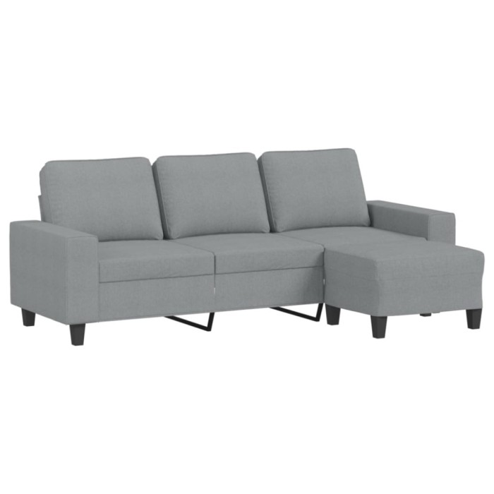 Canapea cu 3 locuri si taburet, gri deschis, 180 cm, textil