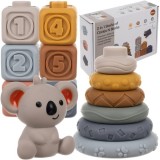Set cuburi senzoriale moi Kruzzel 13 piese, bebelusi 6 luni+, Jocuri educative, dezvoltare tactila