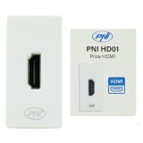Priza HDMI PNI HD01 modulara, montaj incastrat, alb