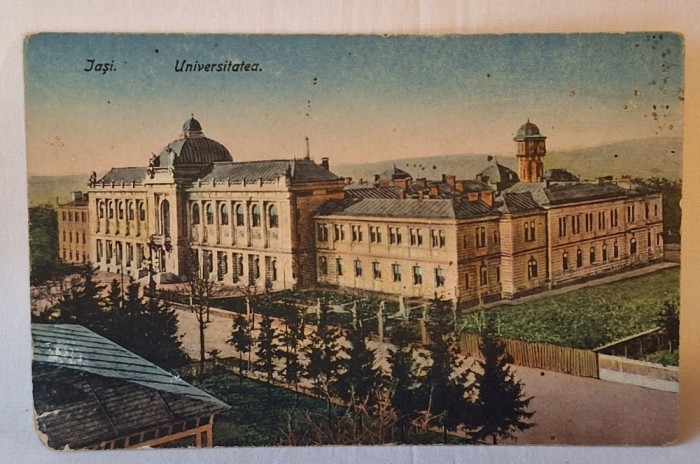 Carte Postala veche, circulata, anii 1930, Universitatea din Iasi