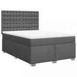 Cumpara ieftin Pat continental cu saltea, gri inchis, 160x200 cm, tesatura