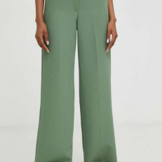 Answear Lab pantaloni femei, culoarea verde, drept, high waist