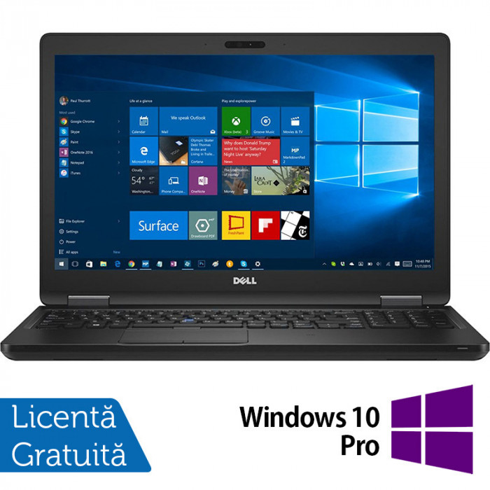 Laptop Refurbished Dell Latitude 5580, Intel Core i5-7200U 2.50GHz, 8GB DDR4, 256GB SSD, 15.6 Inch HD, Tastatura Numerica + Windows 10 Pro NewTechnolo
