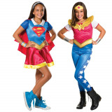 Set doua costume Wonder Woman si Supergirl pentru fete 7-8 ani 128 cm