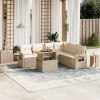 Gossi set canapele de gradina, 7 piese, cu perne, bej, poliratan