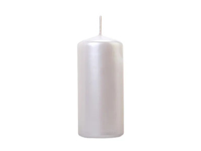 Lumanare Pillar, alb perlat, 12 cm foto