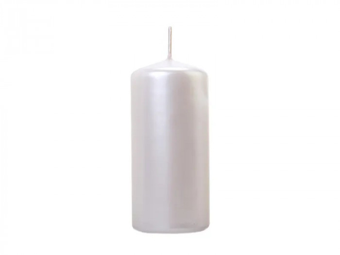 Lumanare Pillar, alb perlat, 12 cm